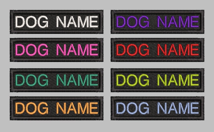 CUSTOM NAME S dog harness embroidery patch 80 x 20 mm  / 3,2''…