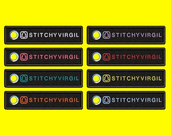 CUSTOM EMBROIDERY JETTAG Snapchat name flighttag M 130 x 30 mm / 5.1'' x 1.2'' inch