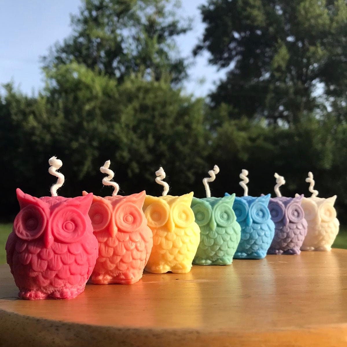 Mini owl beeswax candle - bulk 10, 20, 30