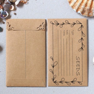 25 Buste Salva Seme, Pacchetti Sementi Riciclati Eco-Friendly #5 1/2 Buste Kraft Marrone, Grande regalo per amici o giardinieri