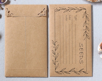 25 sobres pequeños de papel kraft marrón - Sobres ecológicos para guardar semillas, sobres para monedas n.° 5 1/2, almacenamiento de semillas, paquetes de semillas recicladas