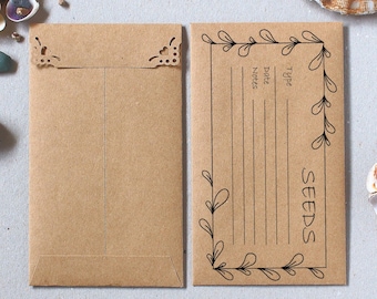 25 sobres para guardar semillas, paquetes de semillas recicladas ecológicas, sobres Kraft marrón n.° 5 1/2, un excelente regalo para un amigo o jardinero.