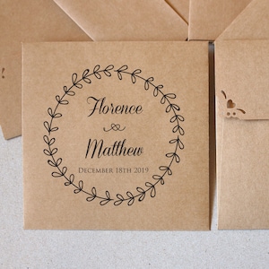 Buste stampate personalizzate - 50 buste quadrate 5x5 6x6 Album fotografico Buste per CD Copertina DVD - Buste Kraft marroni, personalizzate, ecologiche