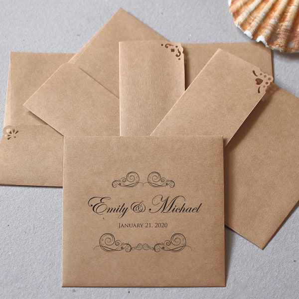 50 CD Sleeves - Rustic Wedding Favors CD Envelopes - Custom Printed Square Kraft Envelopes - 5x5 6x6 Photo Album DVD Cover Customized