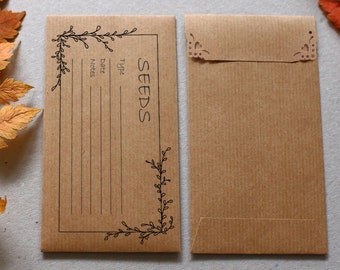 25 Seed Saving Envelopes - #5 1/2 Coin Brown Kraft Envelopes Eco-Friendly Recycled Seed Packets - Gardening Supplies