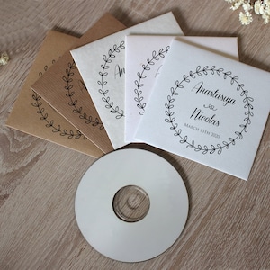 25 buste stampate personalizzate, buste quadrate da 5x5", custodie per CD fotografici, copertine per DVD, buste Kraft marroni per CD di bomboniere nuziali, personalizzate