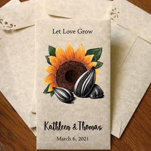 25 buste personalizzate di semi di girasole - Bomboniere per pacchetti di semi nuziali - Buste vuote per il risparmio di semi - Design stampato personalizzato