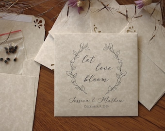 25 Wedding Favor Seed Envelopes - Personalized Seed Packets - Let Love Bloom Custom Printed Small Square Envelopes -Printable Wedding Favors