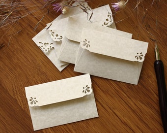 25 Mini Envelopes with Blank Cards - Parchment Natural paper - Wedding Guestbook Envelopes - Gift Card Envelopes - Thank You notes