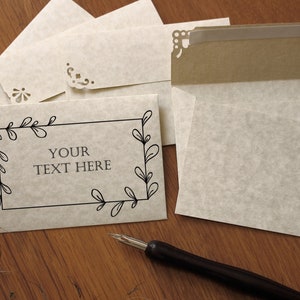 25 Personalized Small Handmade Envelopes for Wedding Thank You Cards, Save the Date Magnet - Gift Card Envelopes, size C7 Parchment Paper