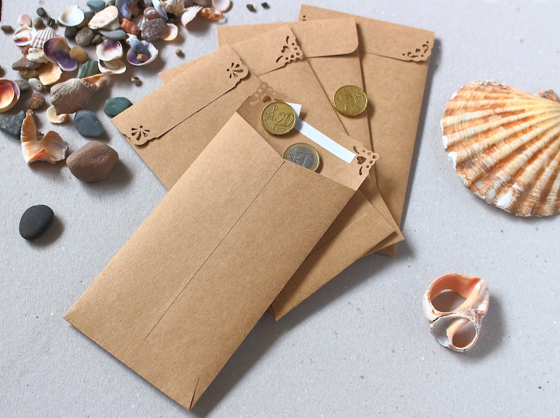 25 Kraft Envelopes Size 5 Coin Envelopes for Cash Tickets Gift Cards