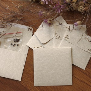 25 Mini Square Envelopes Parchment Natural paper Handmade Wedding Guest Book Alternative Wedding Favors Gift Card Envelopes image 4