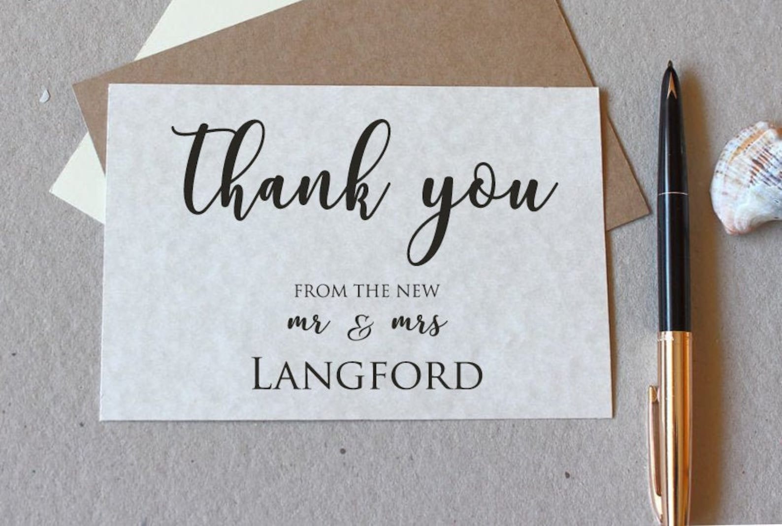 25 Personalized Wedding Thank You Cards With Envelopes, Mini Note Cards ...