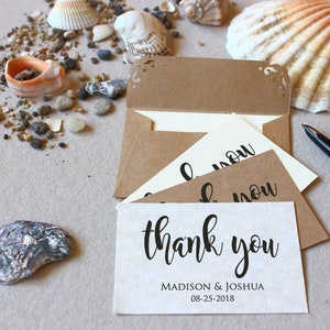 25 cartes de remerciement de mariage avec enveloppes, mini-cartes de notes enveloppes Kraft brunes, papeterie de mariage personnalisée faite à la main EcoFriendly
