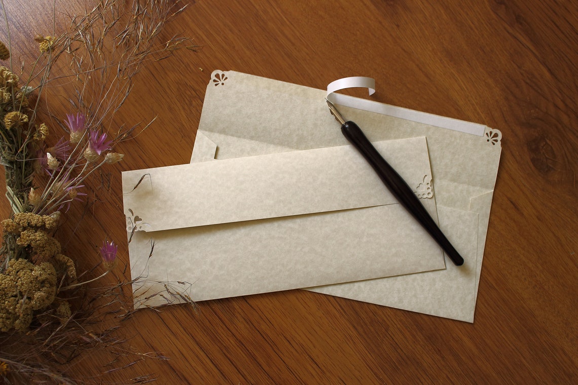 25 DL Parchment Envelopes Natural White Envelopes 110 X 220mm for