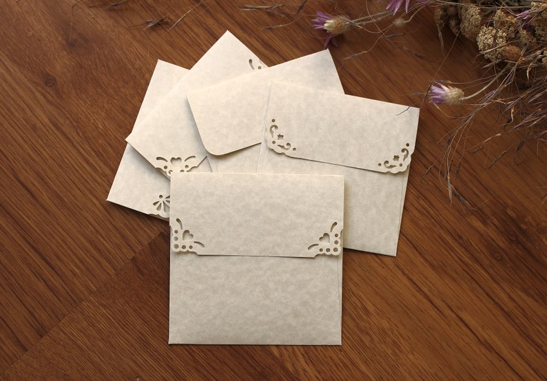 100 Small Square Envelopes, Recycled Kraft Eco Envelopes for Wedding Guest Book, Save the Dates, Wedding Favors, Seed Packeds image 7