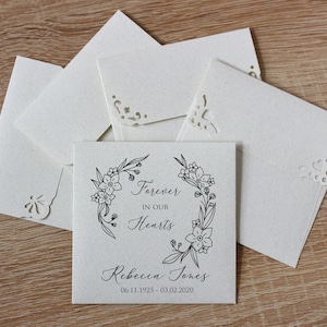 25 enveloppes de graines personnalisées - sachets de graines pour les funérailles de myosotis, enveloppes pour cadeaux commémoratifs du souvenir