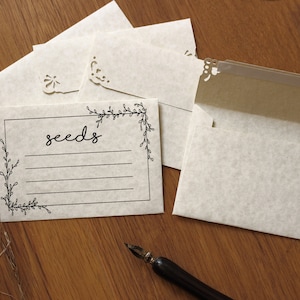 25 C7 Parchment sobres naturales - pequeños sobres de ahorro de semillas hechos a mano - paquetes de semillas impresas - gran regalo para un amigo o jardinero