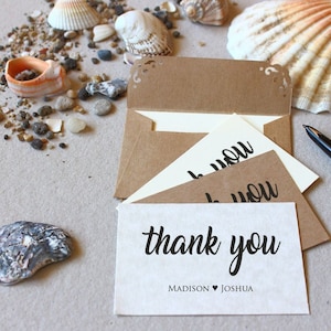 25 gepersonaliseerde bedankkaarten met enveloppen, rustieke bruidsbruidsdouche op maat bedrukte handgemaakte mininotecards Brown Kraft Enveloppen