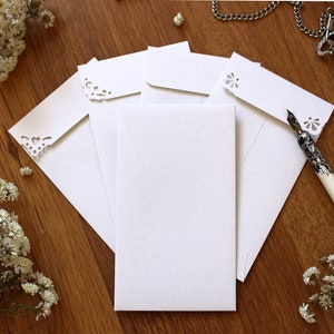 25 #5 Coin Envelopes - size 3x5.5" Recycled Paper Chalk White Envelopes for Wedding Favors, Seed saving envelopes, Tall Envelopes