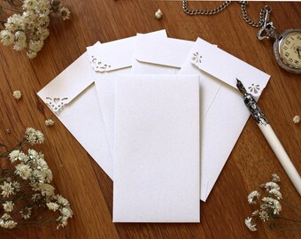 25 #5 Coin Envelopes - size 3x5.5" Recycled Paper Chalk White Envelopes for Wedding Favors, Seed saving envelopes, Tall Envelopes