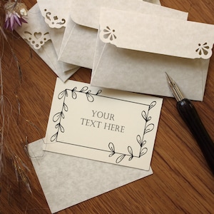 25 Mini Personalized Cards with Envelopes, Custom Printed Gift Enclosure Cards