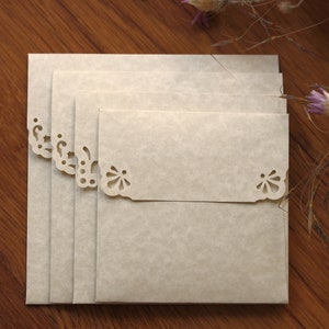 25 Mini Square Envelopes Parchment Natural paper Handmade Wedding Guest Book Alternative Wedding Favors Gift Card Envelopes image 7