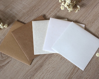 100 Small Square Envelopes, Recycled Kraft Eco Envelopes for Wedding Guest Book, Save the Dates, Wedding Favors, Seed Packeds