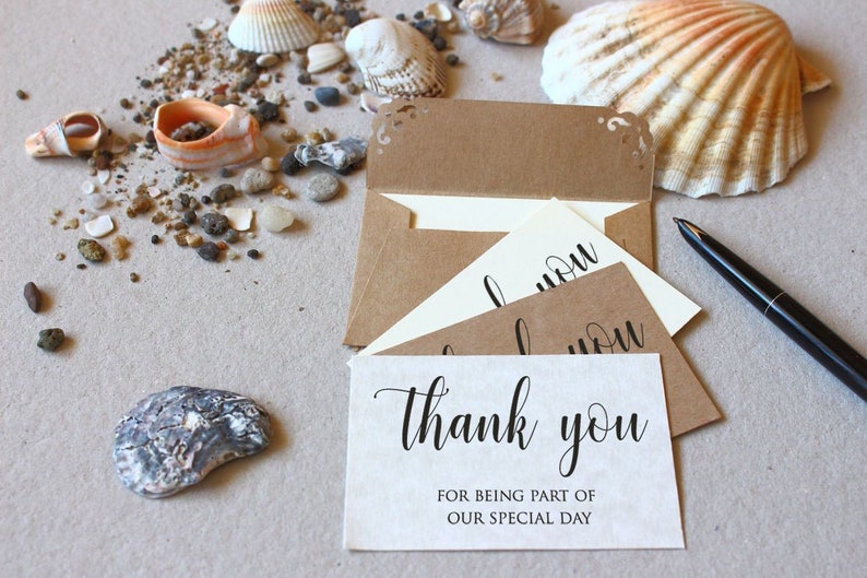 25 Wedding Thank You Cards With Envelopes, Personalized Custom Printed ...