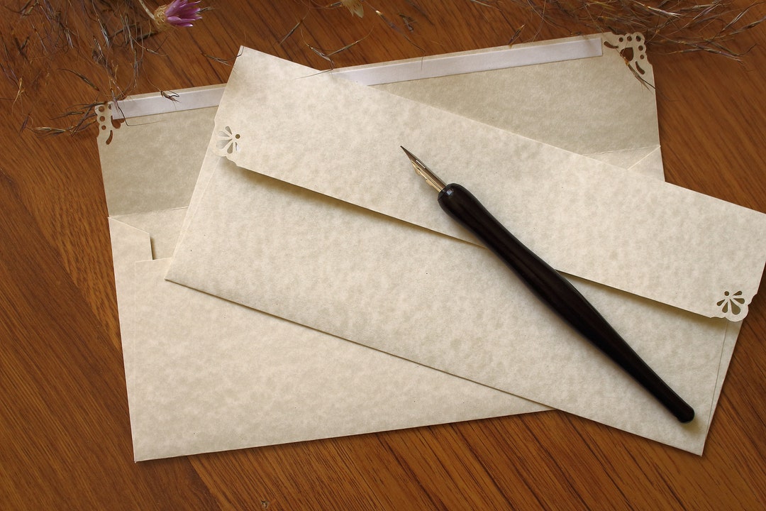 25 10 Parchment Envelopes 4 by 9 Natural White Etsy
