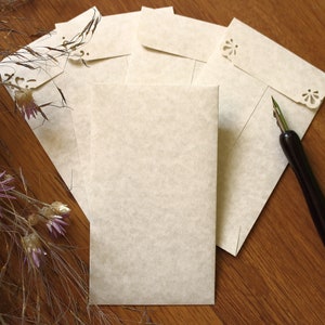 25 #5 Buste moneta - Pergamena Naturale 3x5.5" Buste per Favori Matrimonio, Pacchetti Disemipiccoli, Carte Regalo biglietti in contanti - Buste Alte