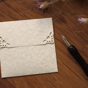 25 Mini Square Envelopes Parchment Natural paper Handmade Wedding Guest Book Alternative Wedding Favors Gift Card Envelopes image 6