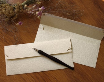 25 sobres de pergamino DL - Sobres blancos naturales de 110 x 220 mm para invitaciones de boda o fiesta, cartas estándar - Sobres hechos a mano