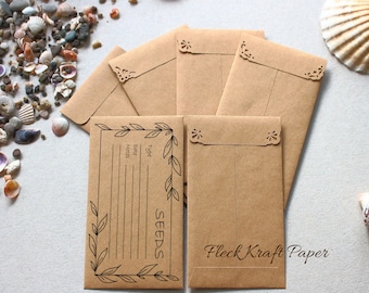 25 sobres Kraft marrones, tamaño 3x5.5", ecológicos, reciclados, para guardar semillas, regalos de jardinería y almacenamiento de semillas.