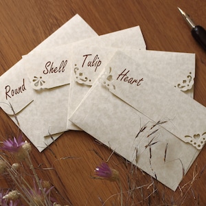 25 Mini Square Envelopes Parchment Natural paper Handmade Wedding Guest Book Alternative Wedding Favors Gift Card Envelopes image 2