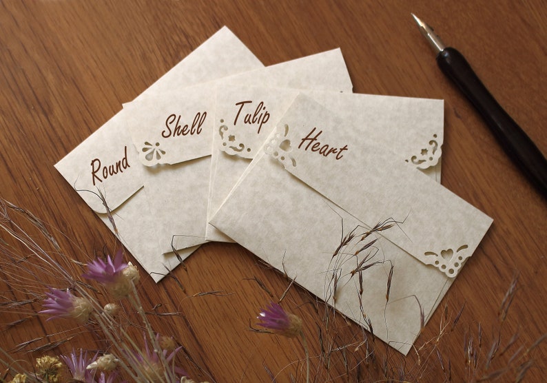 25 Mini Square Envelopes Parchment Natural paper Handmade Wedding Guest Book Alternative Wedding Favors Gift Card Envelopes image 2