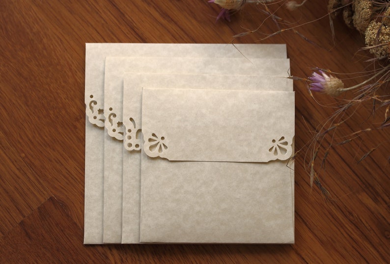 25 Square Envelopes 5x5 6x6 / 125-155mm Natural Parchment paper Envelopes for Wedding Invitations, Cards, CD DVD, Photos, Thank Yous image 5