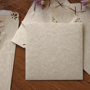 25 Mini Square Envelopes Parchment Natural paper Handmade Wedding Guest Book Alternative Wedding Favors Gift Card Envelopes image 5