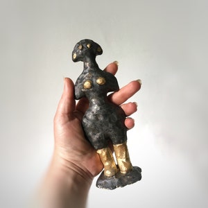 Mystery Venus plated with 24ct gold!Primordial goddess ceramic sculpture. Great Mother figure. Goddess inspired by Ancient figurine 500 B.C