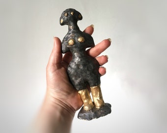 Mystery Venus plated with 24ct gold!Primordial goddess ceramic sculpture. Great Mother figure. Goddess inspired by Ancient figurine 500 B.C