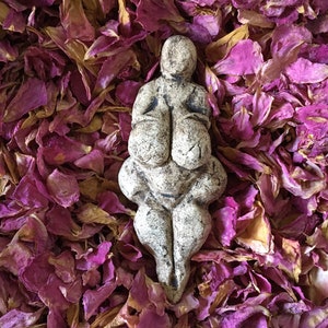 Venus of Lespugue- paleolithic goddess. Primordial goddess ceramic sculpture. Great Mother figure. Pachamama statue. Pale version.