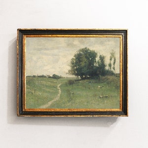 Meadow Painting, Cottage Painting, Countryside Landscape, Vintage Landscape, Mailed Print / P32