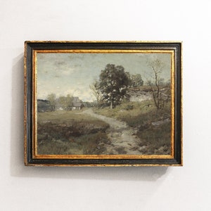 Country Landscape, Vintage Landscape, Home Decor, Antique Oil Painting, Vintage Print / P22