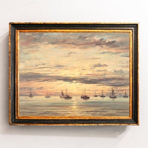 Sailboats Painting, Sailboat Art, Sailor Gift, Nautical Wall Art, Ocean Sailing Print, Seascape Painting / P883