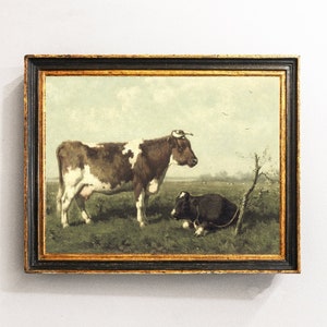 Cow Painting, Vintage Cow Print, Cattle Portrait, Farmhouse Wall Art, Farm Animal / P485