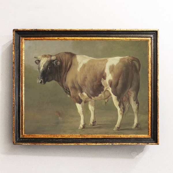 Bull Painting, Bull Portrait, Cow Oil Painting, Farm Animal, Mailed Art Print / P567