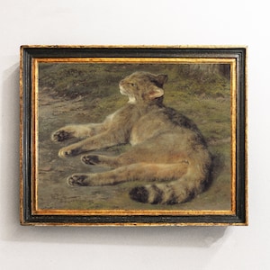 Cat Painting, Cat Vintage Print, Pet Portrait, Animal Wall Art, Vintage Print / P354