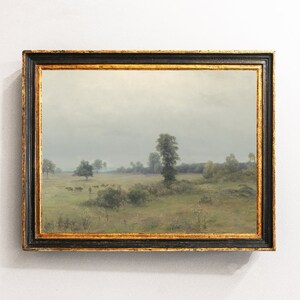 Meadow Landscape, Cows Painting, Meadow Painting, Vintage Landscape, Farmhouse Decor / P255