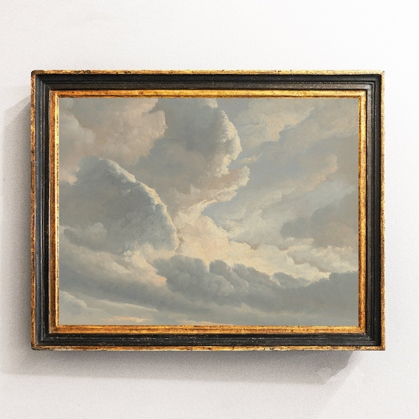 Cloud Study, Clouds Vintage Painting, Sky Painting, Clouds Vintage Print, Mailed Print / P310