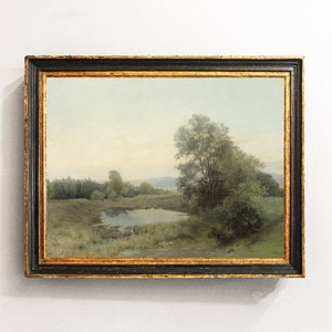 CountrysCountrysideide Landscape, Meadow Painting, Lake Landscape, Farmhouse Decor, Oil Painting / P289